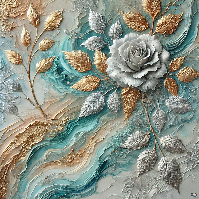 Hojas De Oro, Rosa, Flor, Floral, Madre