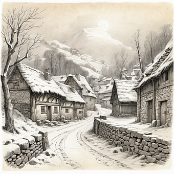 Free Winter Village illustration and picture