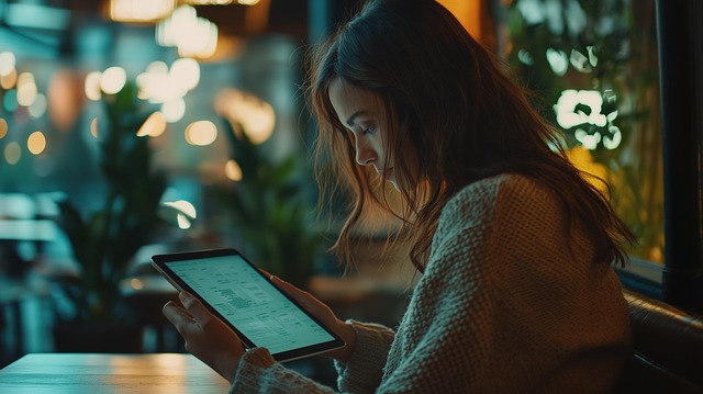 Free woman tablet cafe illustration