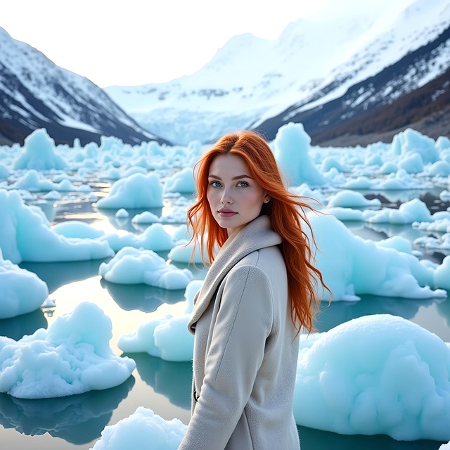 Ai Gerado, Mulher, Iceberg, Beleza, Gelo