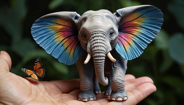 Ai Gerado, Elefante, Borboleta, Inseto