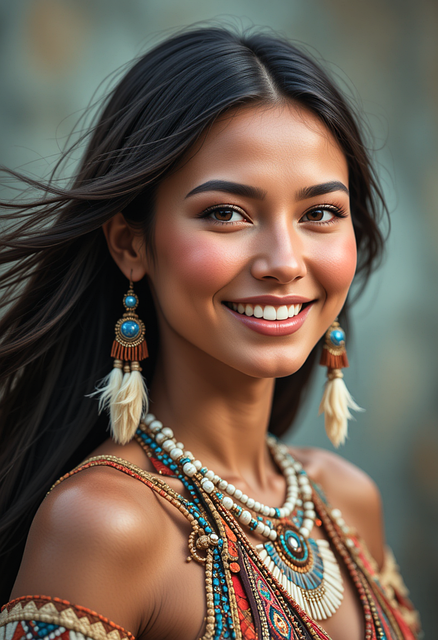 Free generated to young woman native american illustration