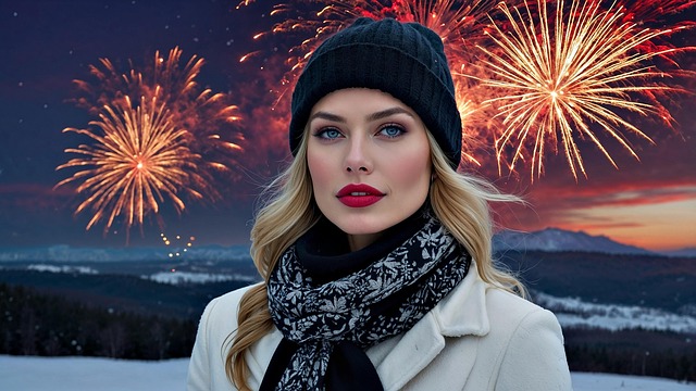 Free woman fireworks sylvester illustration