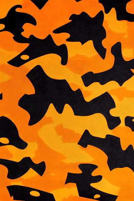 Orange, Schwarz, Tarnung, Muster, Stoff