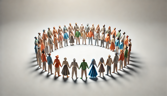 Free origami art paper figures diverse group illustration