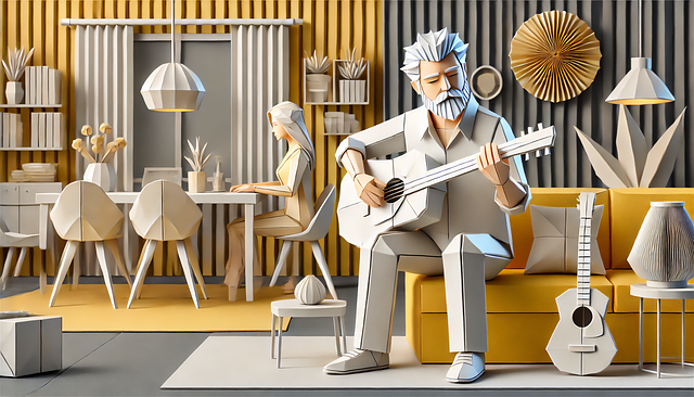 Origami-Kunst, Papierfiguren, Mann