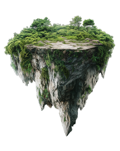 Free ai generated floating island rugged cliffs illustration