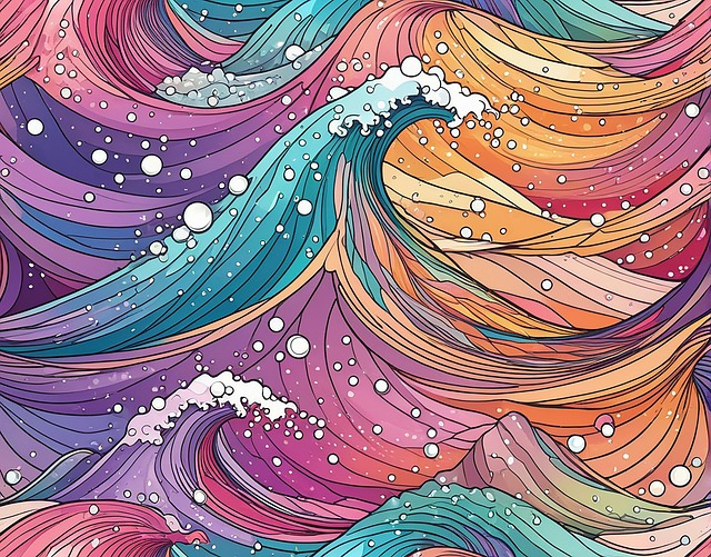 Free waves froth churn illustration