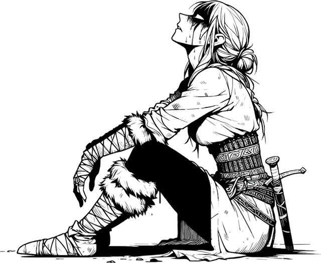 Free ai generated warrior sad vector