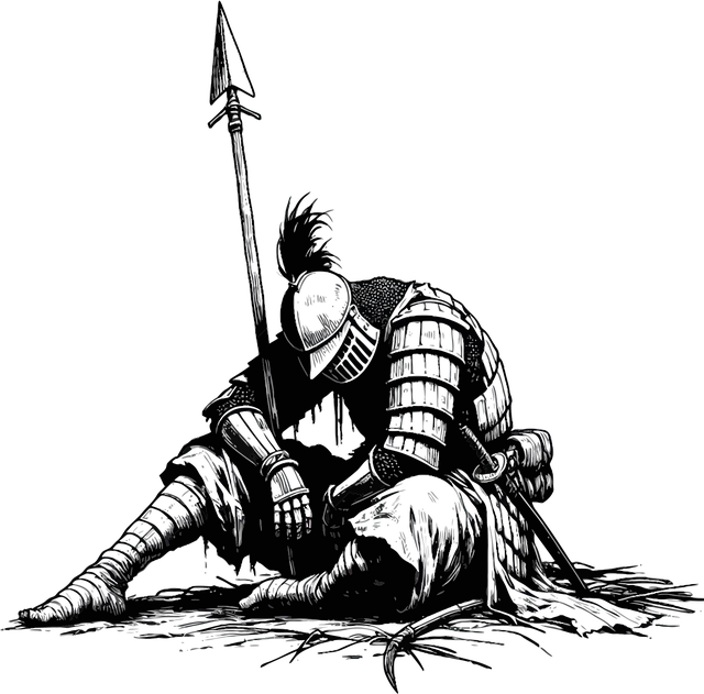 Free ai generated warrior sad vector