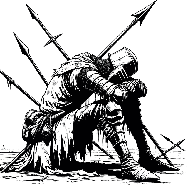 Free ai generated warrior sad vector