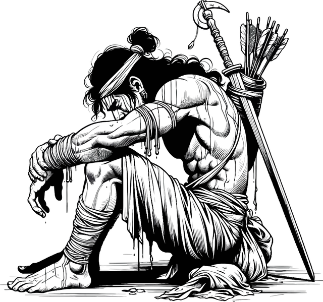 Free ai generated warrior sad vector