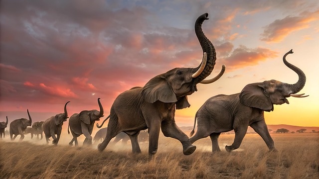 Download free HD stock image of Ai Generated Elephants Free ai generated elephants savannah illustration