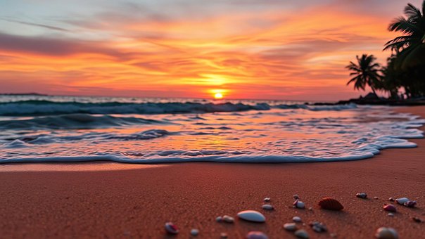 Free Beach Sunset illustration and picture