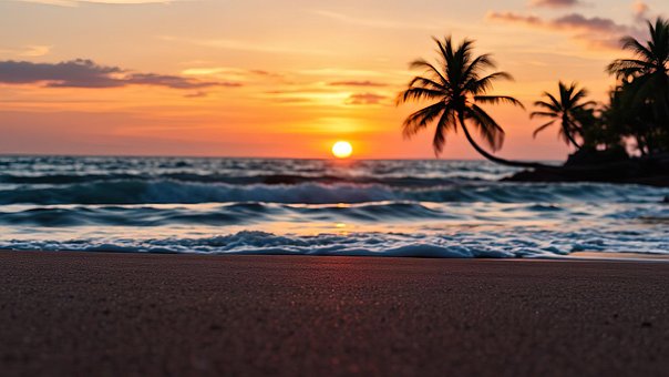 Free Beach Sunset illustration and picture