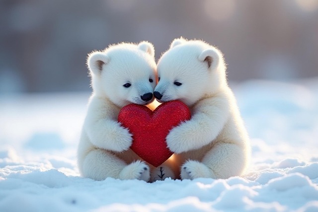 Free ai generated icebear valentine's day illustration