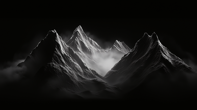 Free ai generated mountains monochromatic illustration