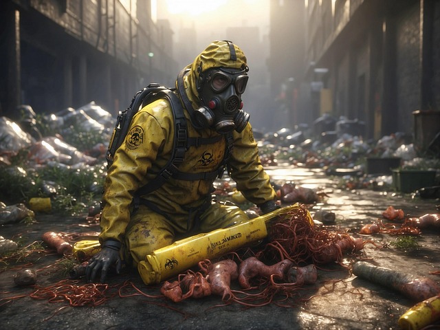 Free ai generated hazmat gas mask illustration