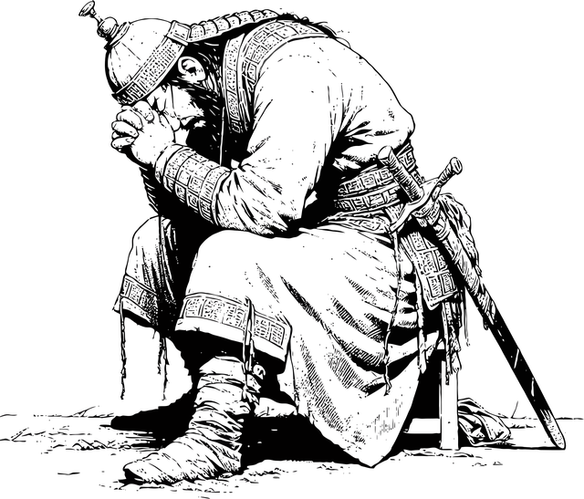 Free ai generated warrior sad vector