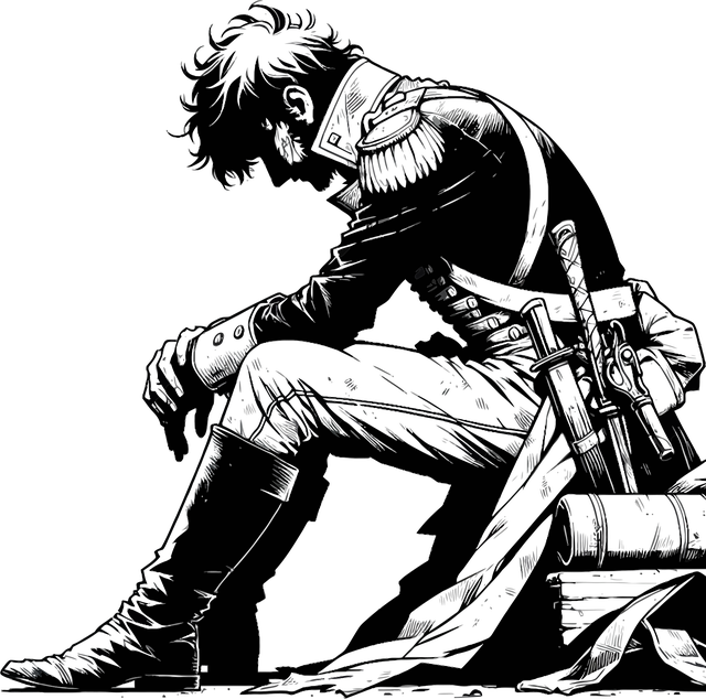Free ai generated warrior sad vector