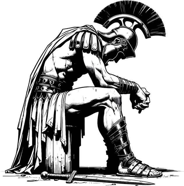 Free ai generated warrior sad vector