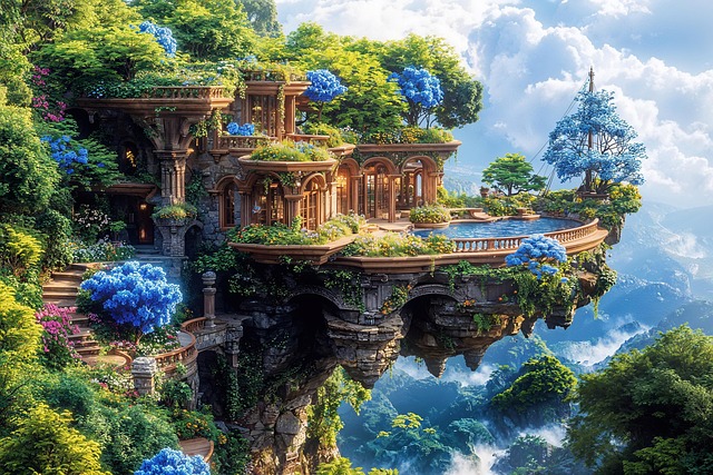 Free ai generated villa nature illustration