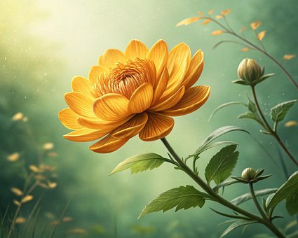 Dahlie, Blume, Pflanze, Gelbe Blume