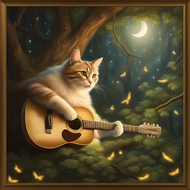 Cat, Gitar, Spiller Musikk, Eventyr