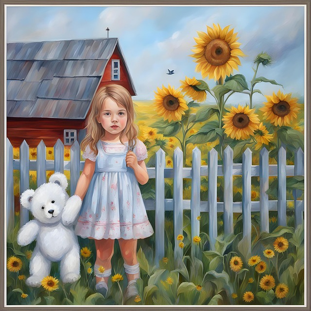 Liten Jente, Barn, Teddybjørn, Låve