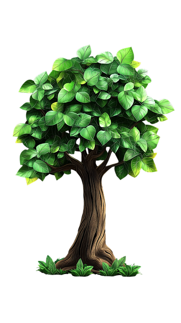 Free ai generated dense foliage textured tree trunk illustration