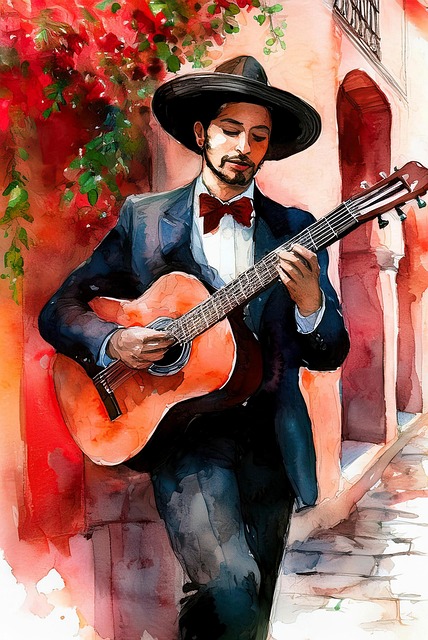 Free ai generated man guitar illustration