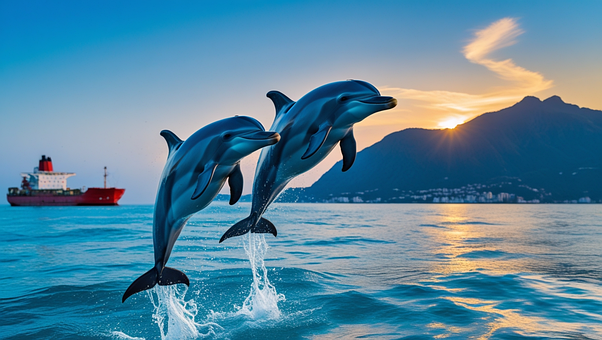 Free Dolphin Couple illustration and picture