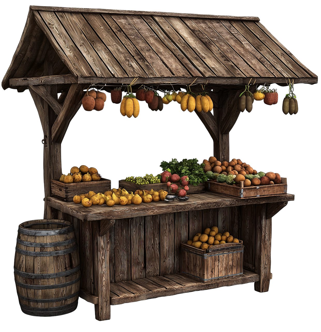 Download Medieval Market Stall Wooden Market Stall Rustic Design 