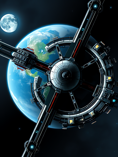 Free space station satellite space illustration