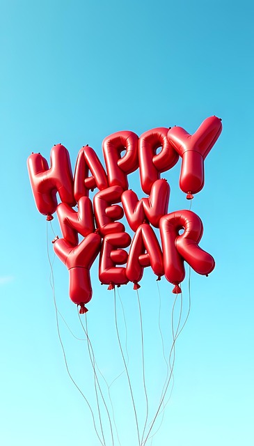 Free happy new year balloons celebration illustration