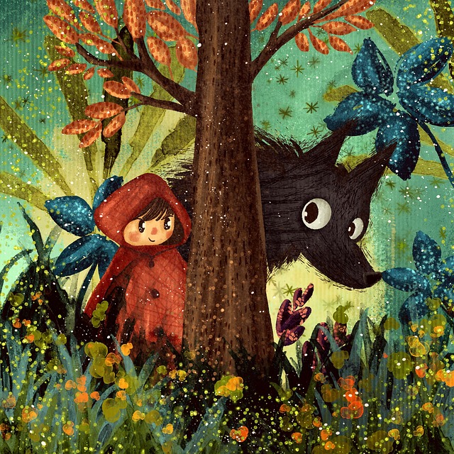 Free little red riding hood wolf big bad wolf illustration