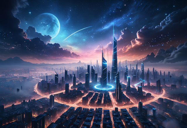 Free city futuristic cityscape illustration