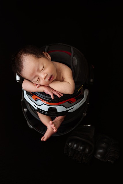 baby, newborn, child, little, sweet, cute, dream, night, helmet, motor, young
