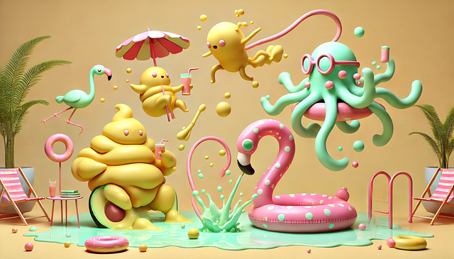 Free Pool Party Quirky Art illustration and picture