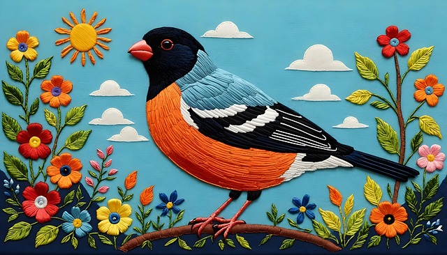 Download free HD stock image of Bird Embroidery Free bird embroidery nature illustration