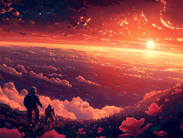 Ai Generert, Astronauter, Solnedgang
