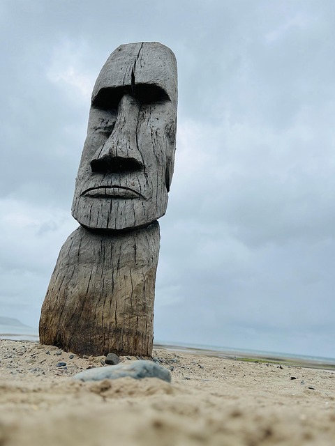 Skulptur, Træ, Ansigt, Strand, Natur