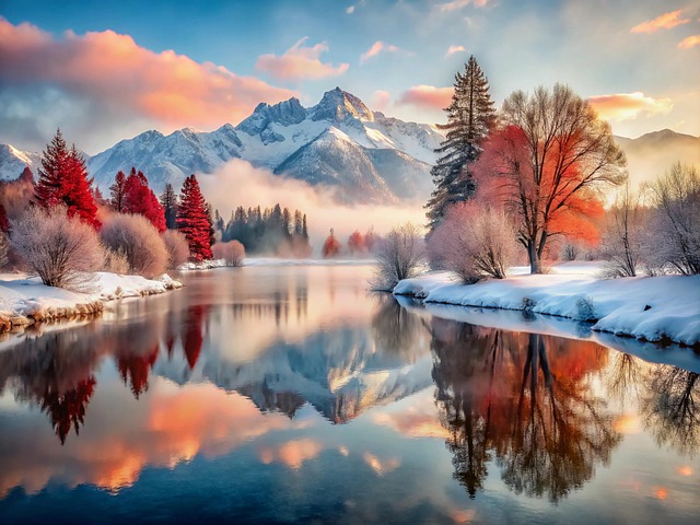 Sø, Vand, Sunrise, Sol, Skyer, Natur