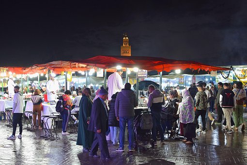 Marokko, Markt, Menschen, Djemaa El Fna