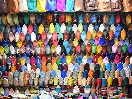 Shop, Leder, Schuh, Bunt, Marokko