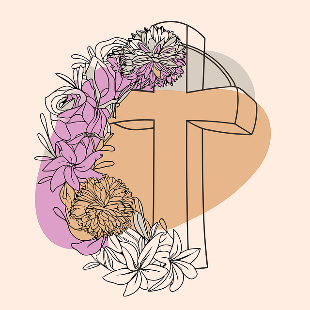 Free antique bereavement bouquet illustration