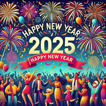 Free Happy New Year 2025 illustration and picture