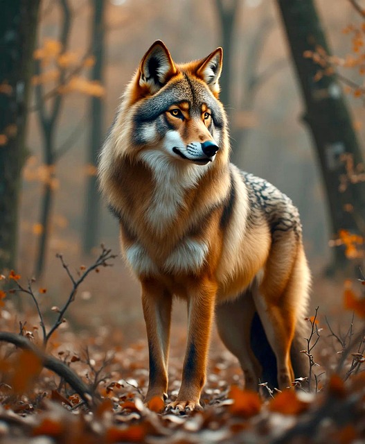 Free ai generated wolf trees illustration