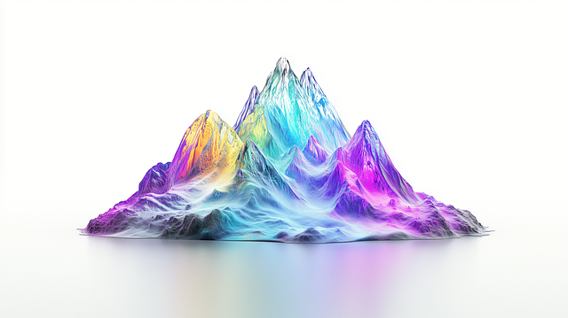 Free ai generated colorful mountains aurora glow illustration