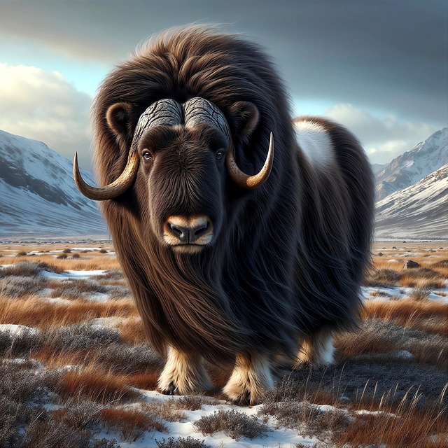 Free musk ox pair of ungulates tundra illustration